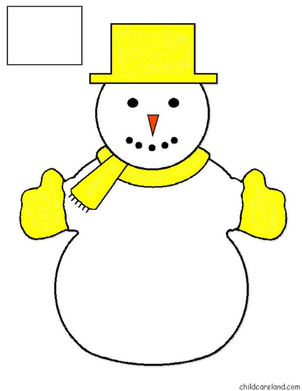 Аппликация Снеговик из бумаги