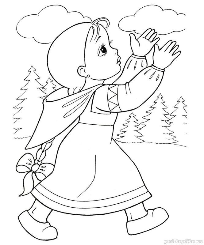 Машенька из сказки гуси лебеди раскраска