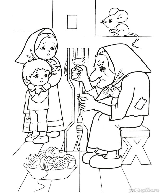 Гуси лебеди раскраска для детей