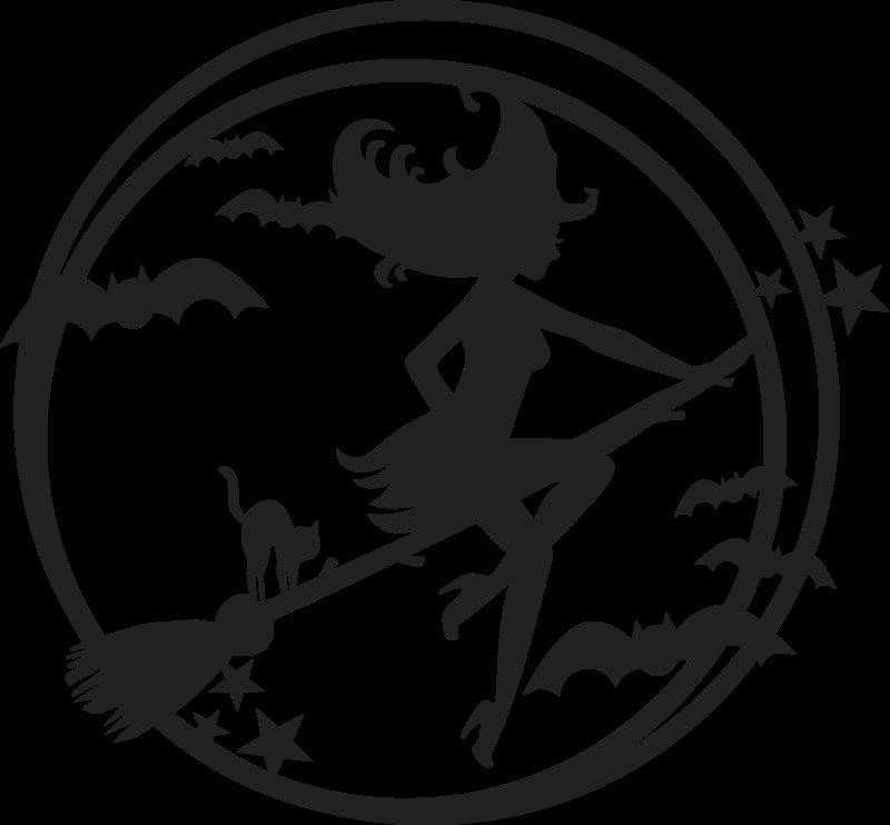 Ведьма на метле трафарет