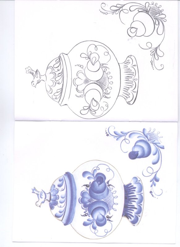 Поэтапное рисование гжельской росписи для детей старшей группы