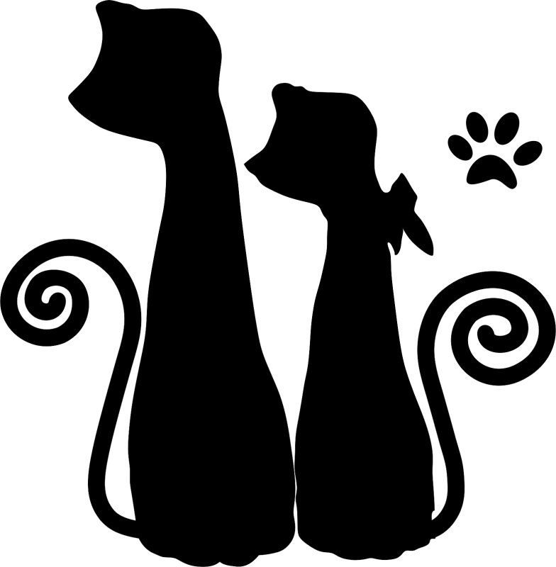 Силуэт кошки и мышки