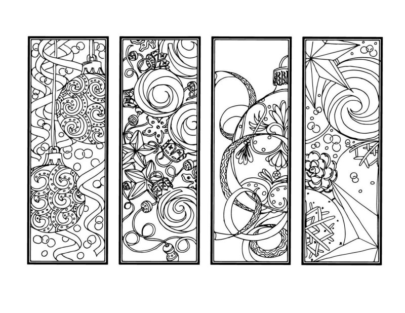 Новогодние закладки раскраски