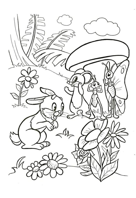 Раскраска Сутеев грибок-Теремок