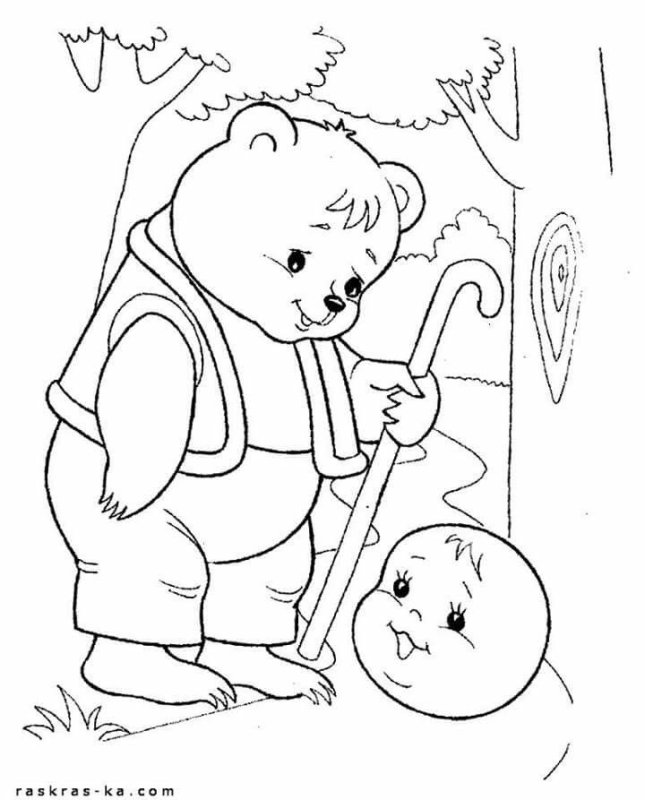 Герои сказки Колобок раскраска