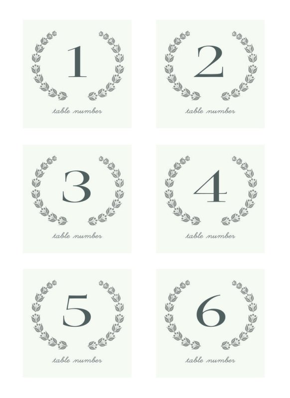Карточки нумерации столов