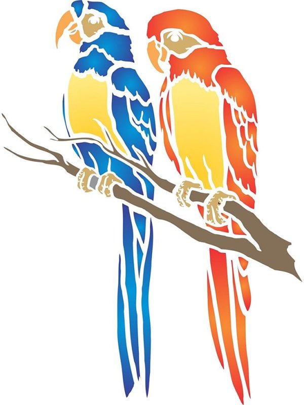 Попугай трафарет