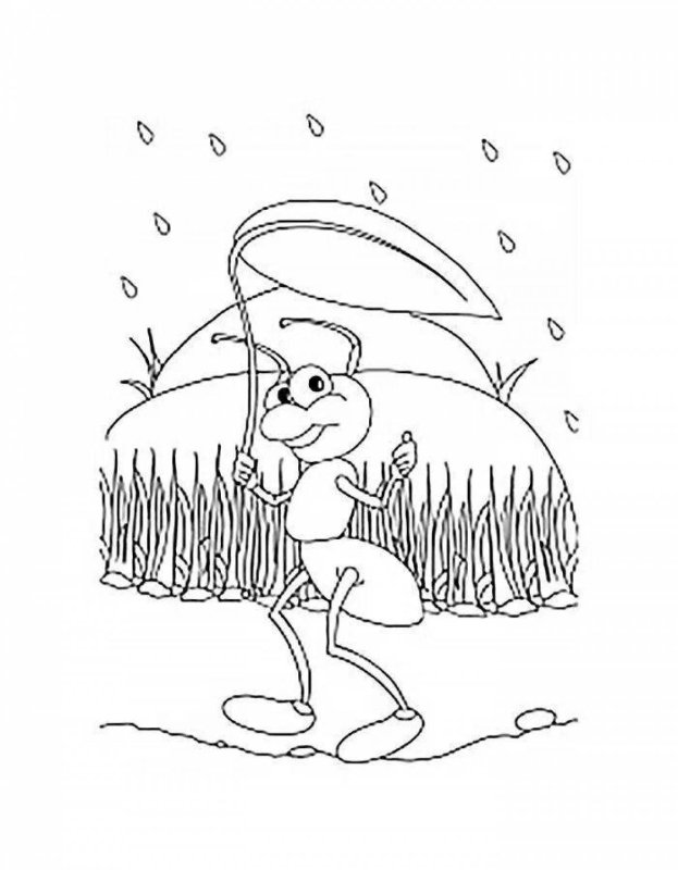 Раскраска к сказке под грибом Сутеев