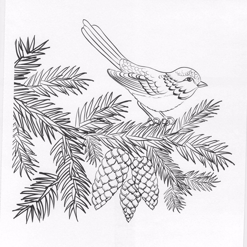 Зимняя ветка трафарет