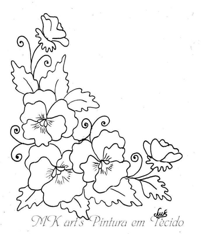 Эскизы цветов для вышивки гладью