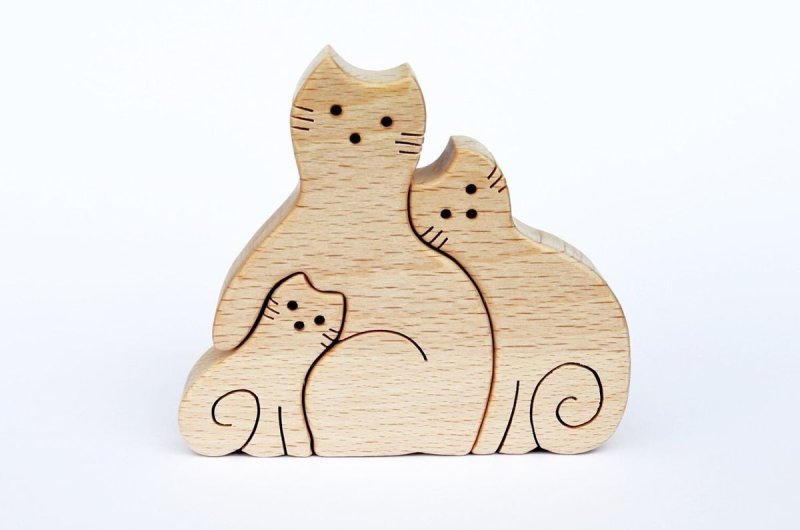 Деревянные пазлы котики