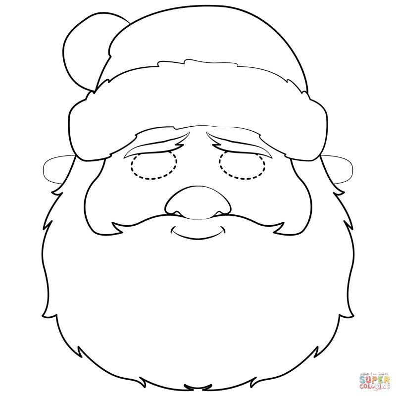 Маска Деда Мороза раскраска