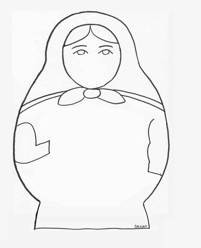 Трафарет Матрёшки для рисования
