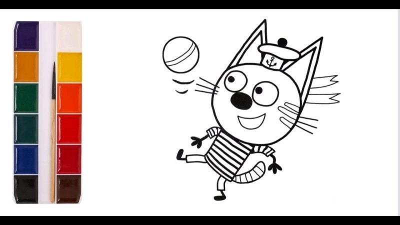 Раскраски для детей 3 кота