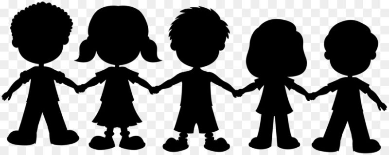 Дети держатся за руки силуэт