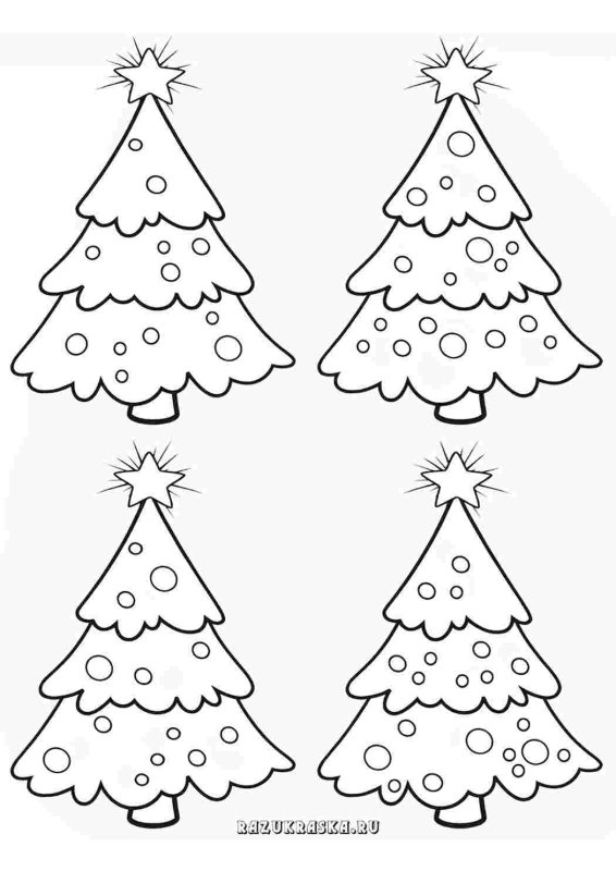 Елка раскраска маленькая