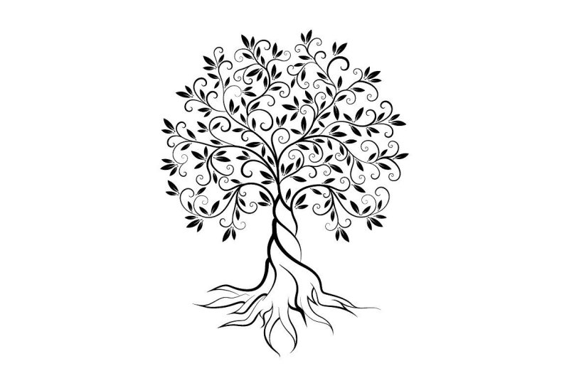 Дерево черно белое