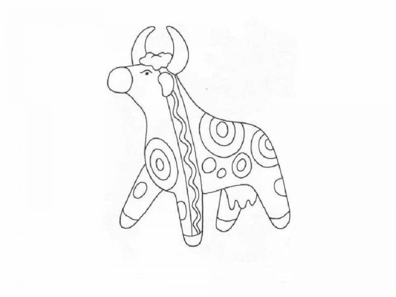 Контур дымковской игрушки Олешек