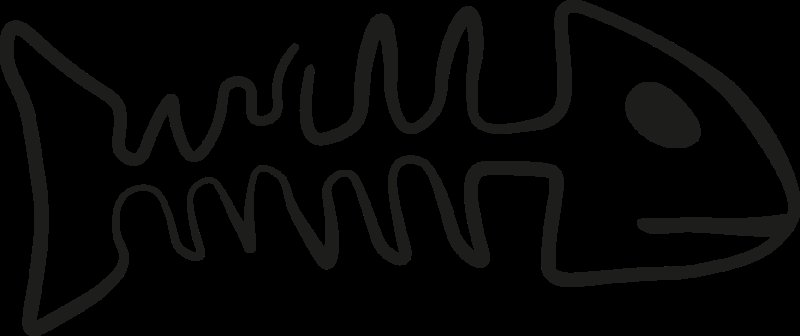 Скелет рыбы трафарет