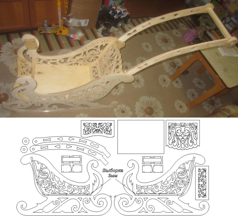 Резные сани Деда Мороза