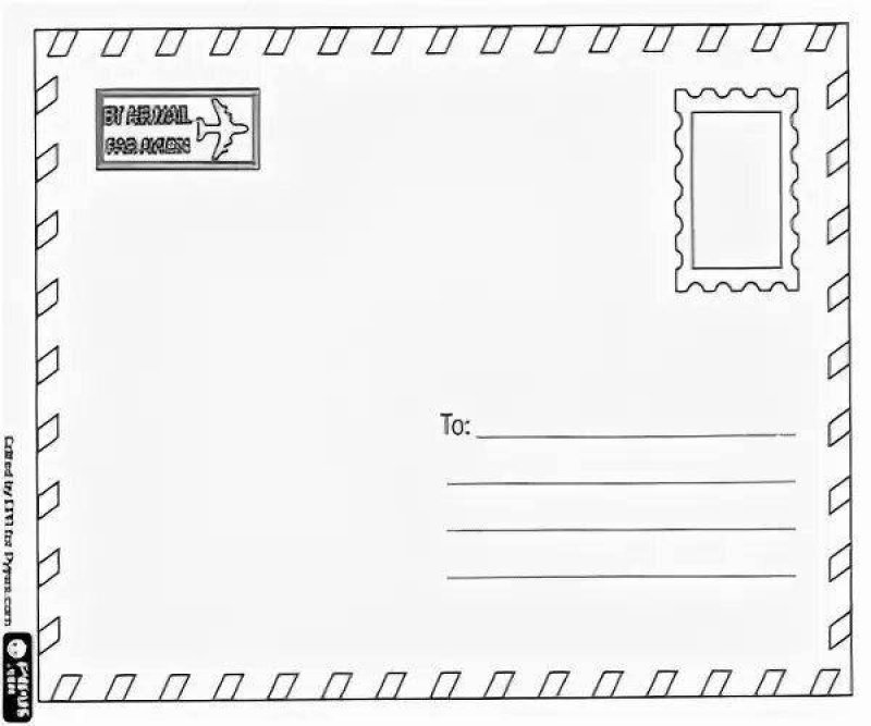 Раскраска конверт для письма