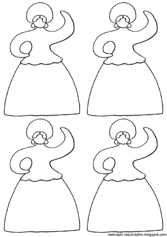 Раскраска Дымковская Барыня Водоноска