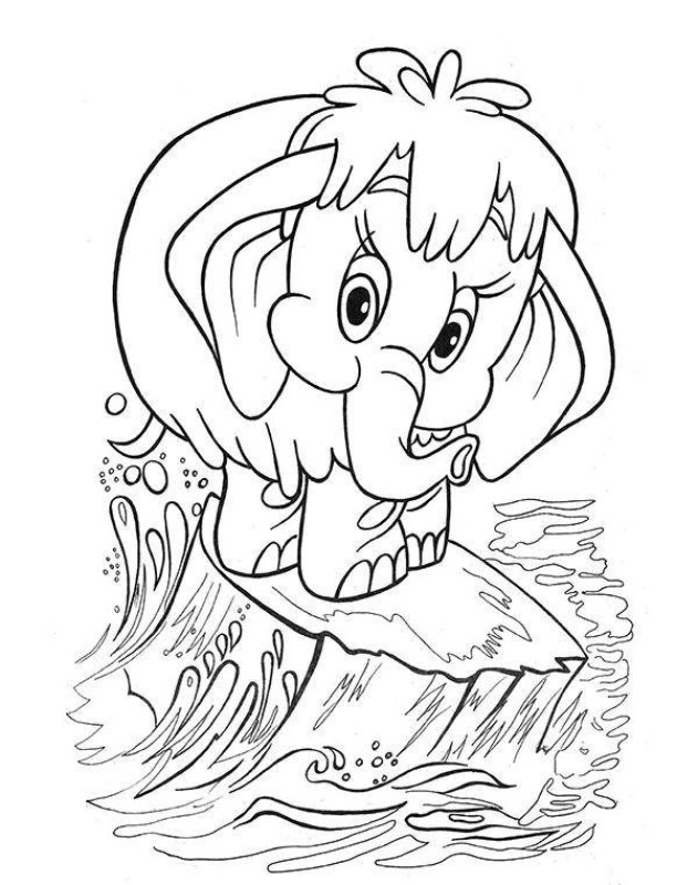 Раскраска мультфильм мама для мамонтенка