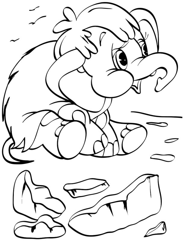 Мамонтенок раскраска для детей