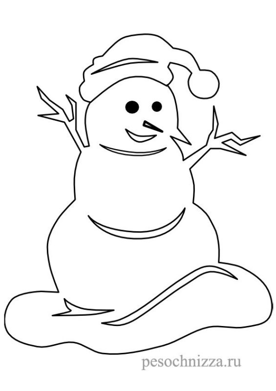Снеговик трафарет для вырезания