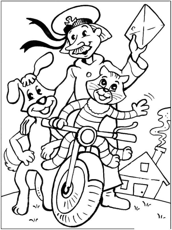 Раскраска Простоквашино Печкин