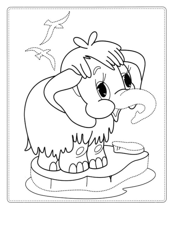 Мамонтенок раскраска для детей