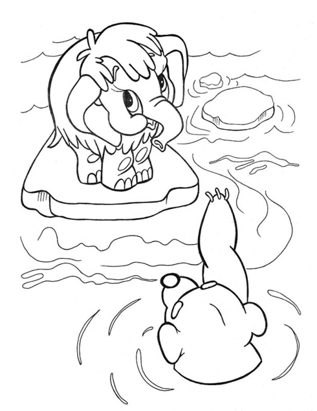 Мамонтенок раскраска для детей