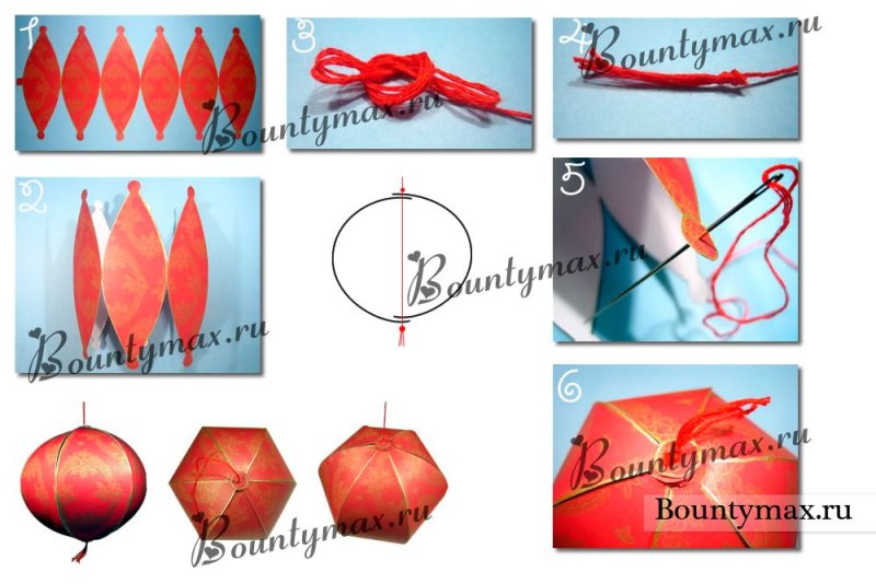 Китайский фонарик бумажный схема