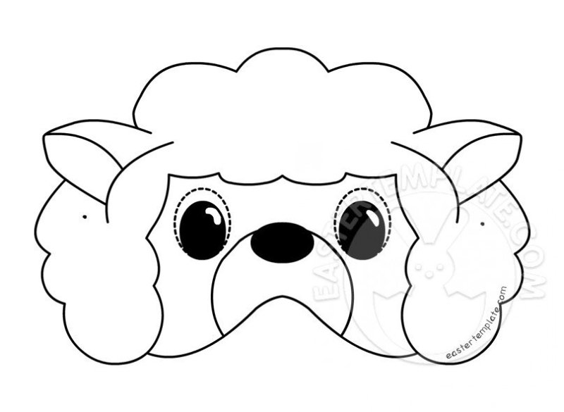 Маска овечки из бумаги