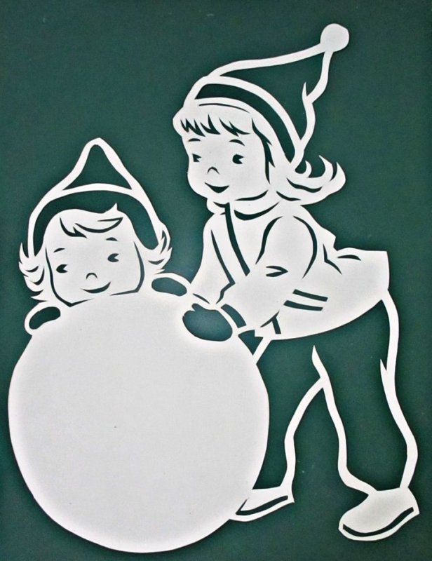 Трафареты на окна новогодние дети