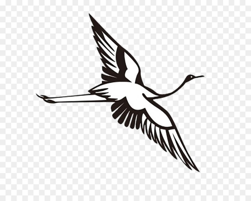 Силуэт журавля в полете