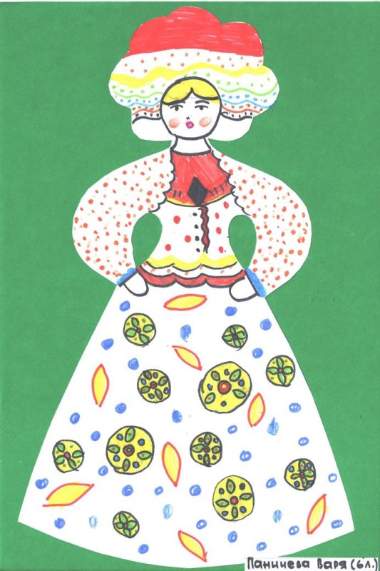 Дымковская игрушка барышня рисование