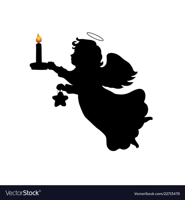 Ангел со свечой трафарет