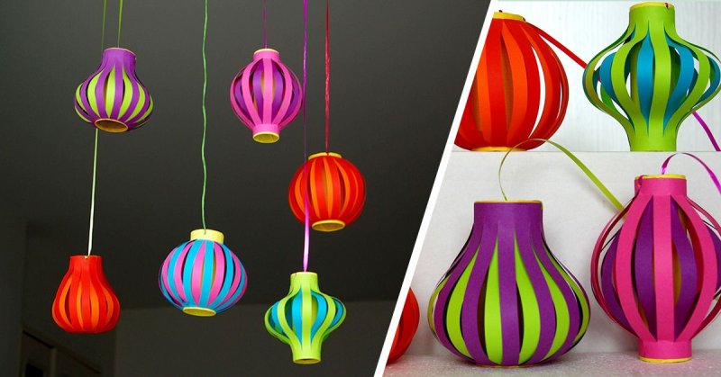 Фонарик из цветной бумаги