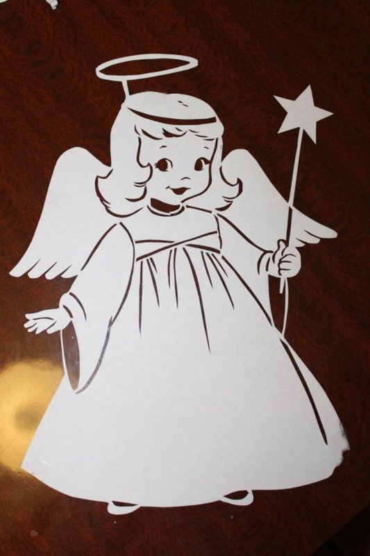 Трафареты на окна ангелы