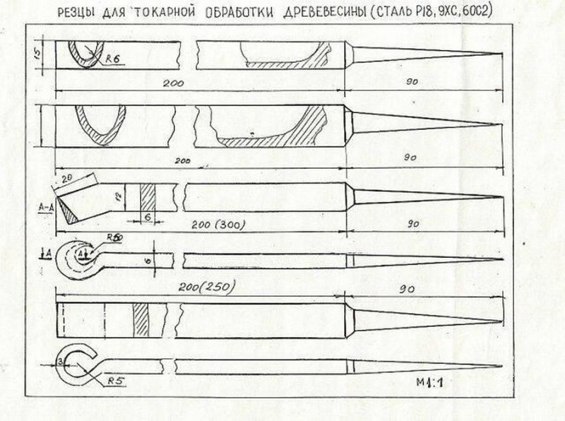 Чертеж токарного резца по дереву мейсель