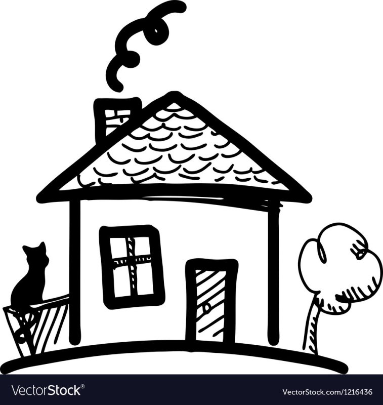 Домик черно белый