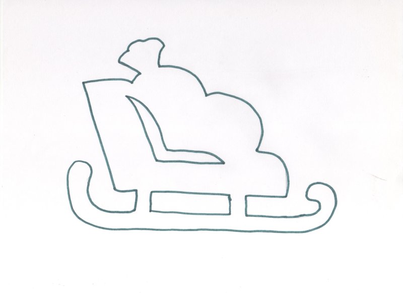 Трафарет новогодних санок