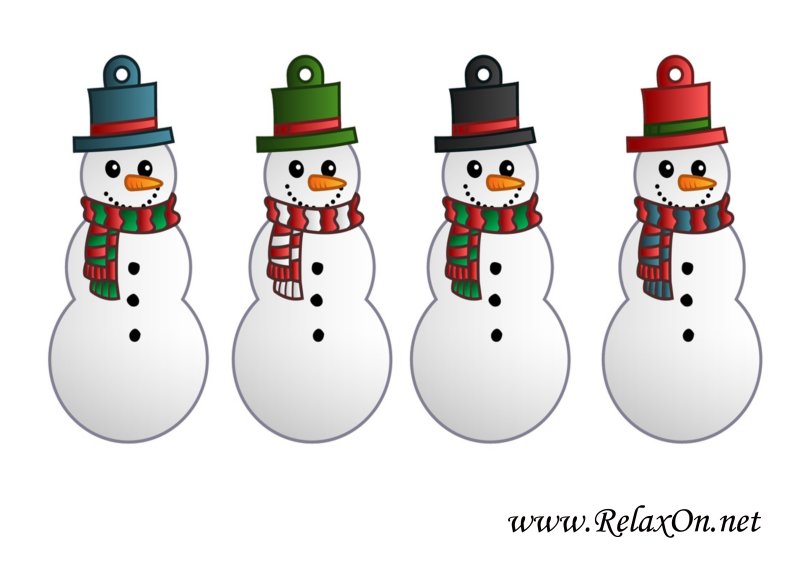 Цветные Снеговики на окна к новому году