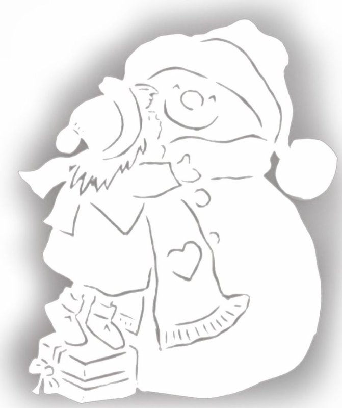 Снеговик трафарет для вырезания