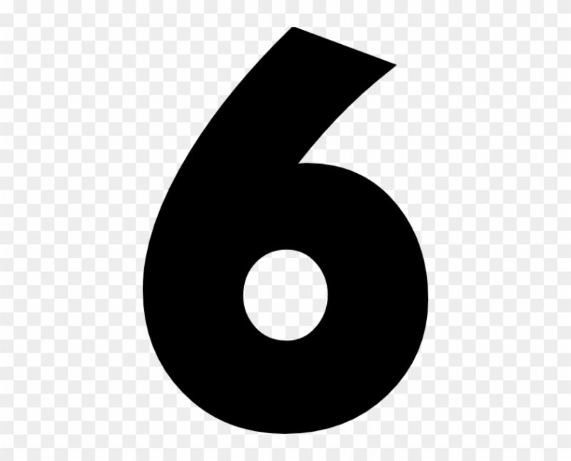 Цифра 6 черная на белом фоне