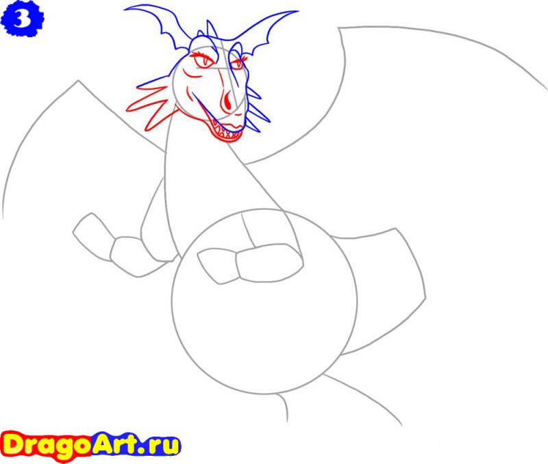 Дракон из Шрека карандашом