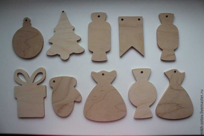 Деревянные заготовки для елочных игрушек