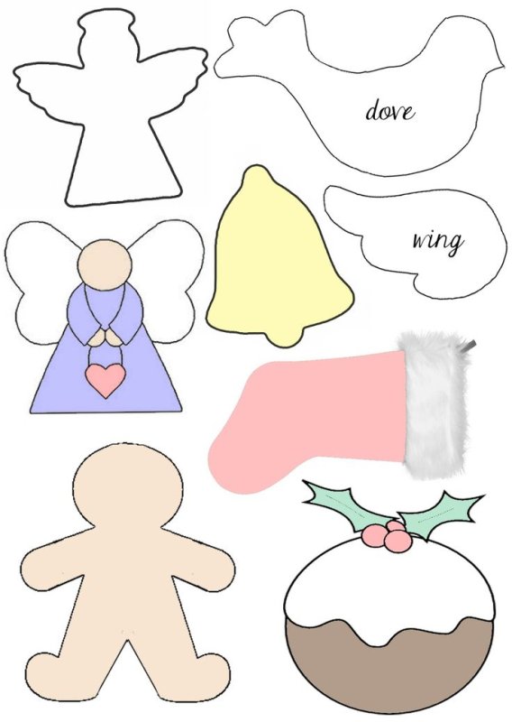 Новогодние игрушки из фетра своими руками с выкройками на ёлку