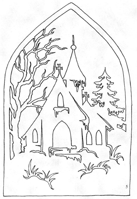 Вытынанки на окна новогодние